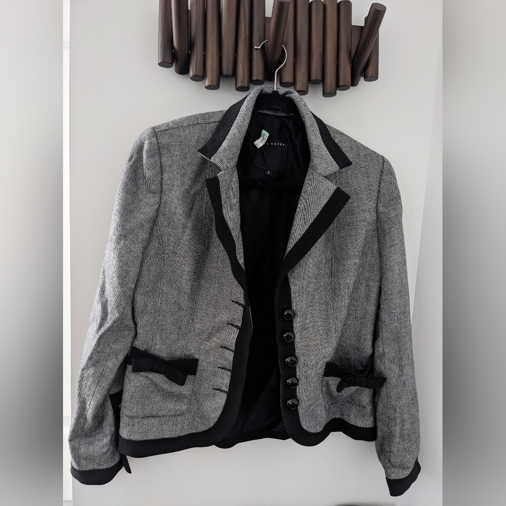 Ross Mayer Vintage Women's Wool Trim Contrast Bow Blazer - Size US 6